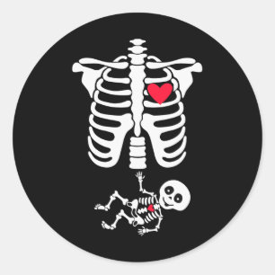 Halloween Costume For Pregnant Mum To Be Skeleton  Classic Round Sticker