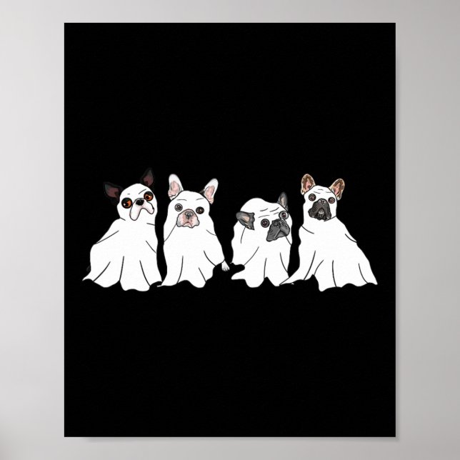 Halloween Costume French Bulldog Ghost  Poster (Front)
