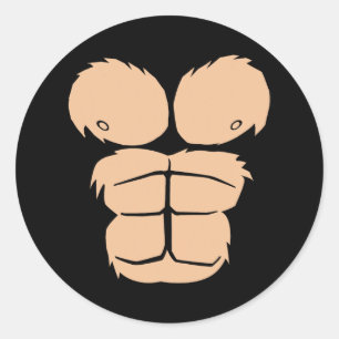 Halloween Costume Fun Monkey Gorilla Chest Suit Ha Classic Round Sticker