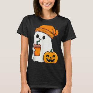 Halloween Costume Ghost Drinking Pumpkin Men Women T-Shirt