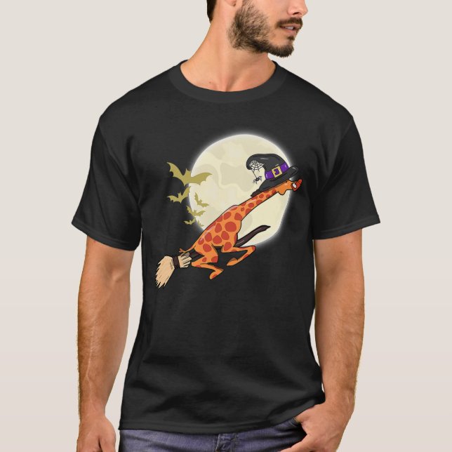 Halloween Costume Giraffe Ride Witch Shotgun T-Shirt (Front)