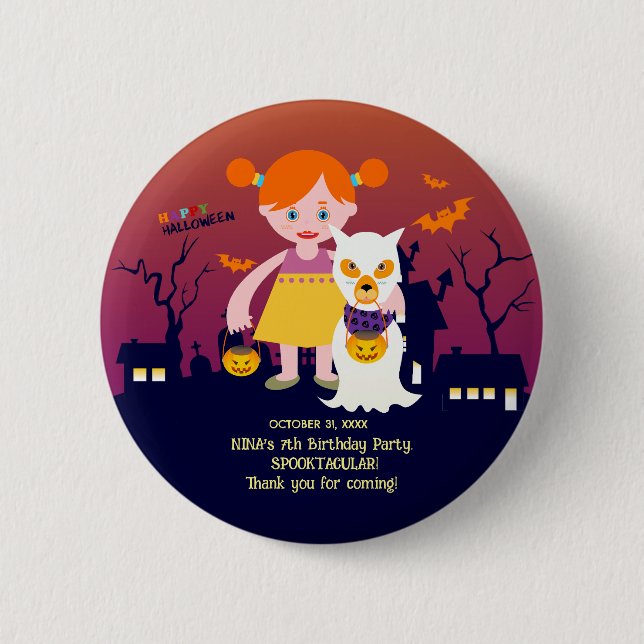 Halloween Costume Girl Birthday Party  6 Cm Round Badge (Front)