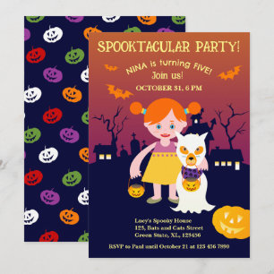 Halloween Costume Girl Birthday Party  Invitation