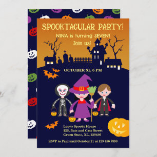Halloween Costume Girl Birthday Party Invitation