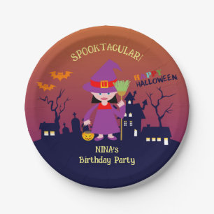 Halloween Costume Girl Birthday Party Paper Plate