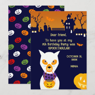 Halloween Costume Girl Birthday Party Thank You Card