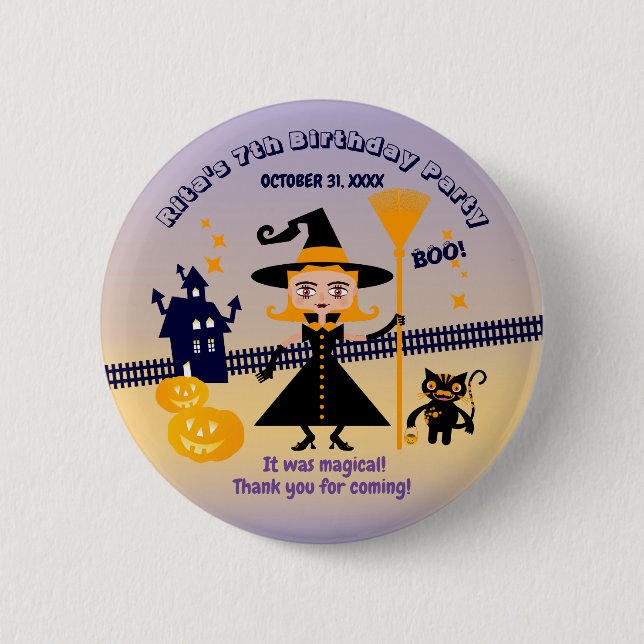 Halloween Costume Girl Witch Birthday Party 6 Cm Round Badge (Front)