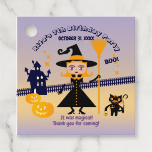Halloween Costume Girl Witch Birthday Party Favour Tags