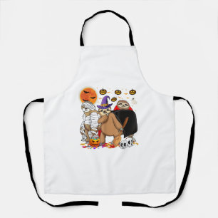 Halloween Costume Happy Spooky Sloths Trick Or Tre Apron