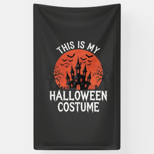Halloween Costume Haunted Castle Vector Design Banner (Vertical)