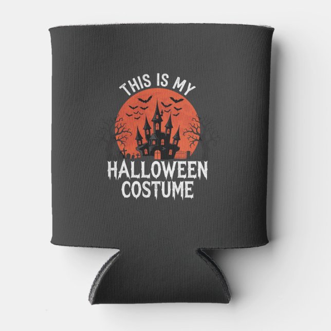 Halloween Costume Haunted Castle Vector Design Can Cooler (Front)