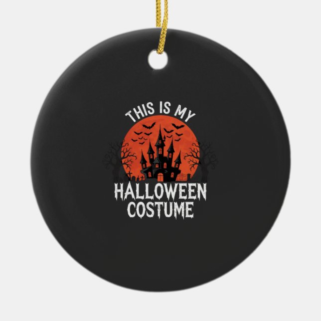 Halloween Costume Haunted Castle Vector Design Ceramic Tree Decoration (Front)
