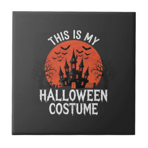 Halloween Costume Haunted Castle Vector Design Tile