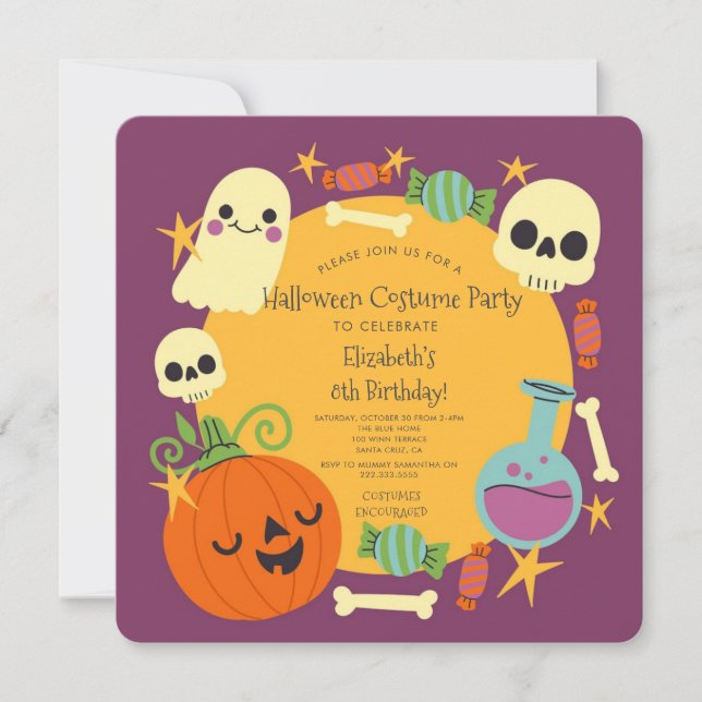 Halloween Costume Kids Birthday Party Holiday Card (Front)
