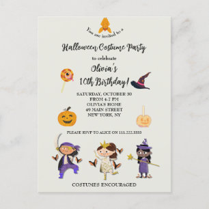 Halloween Costume Kids Birthday Party  Postcard