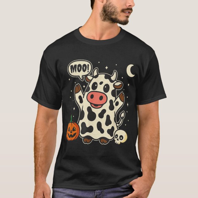 Halloween Costume  Moo Ghost Cow Halloween T-Shirt (Front)