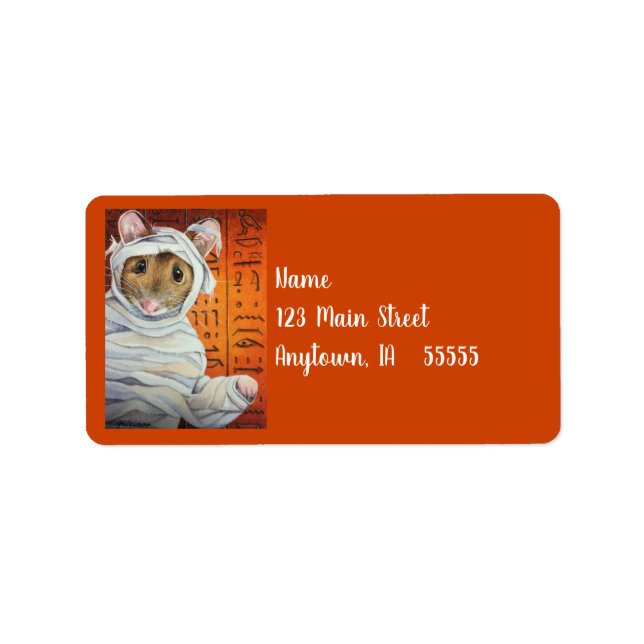 Halloween Costume Mummy Mouse Watercolor Art Label (Front)