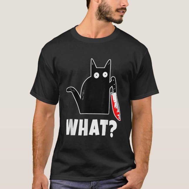 Halloween Costume Murderous Cat Bloody Knife Mens  T-Shirt (Front)