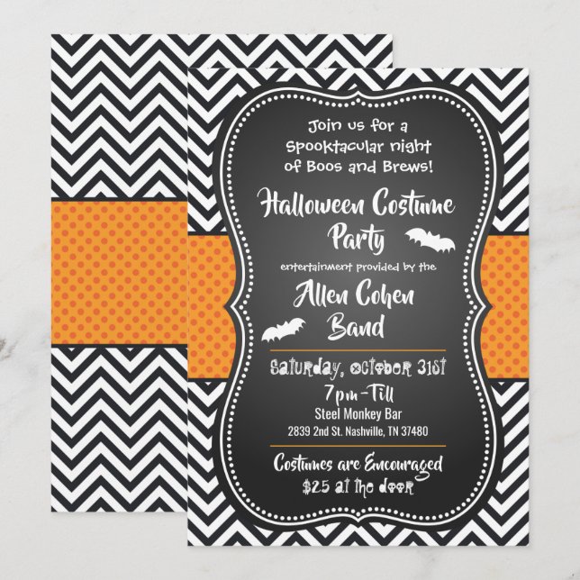 Halloween Costume Party Bar Event Invitation (Front/Back)
