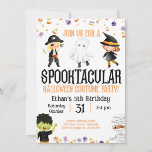 Halloween Costume Party Birthday Kids Party Invitation