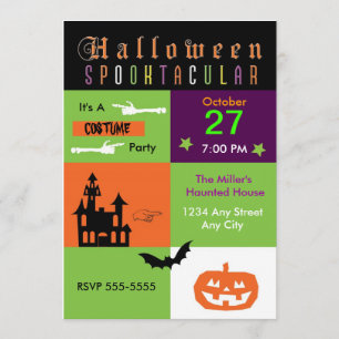 Halloween Costume Party Colour Party Invitation