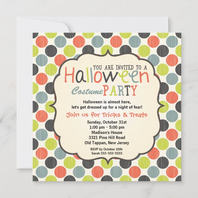 Halloween Costume Party Colourful and Fun Invitation (Front)