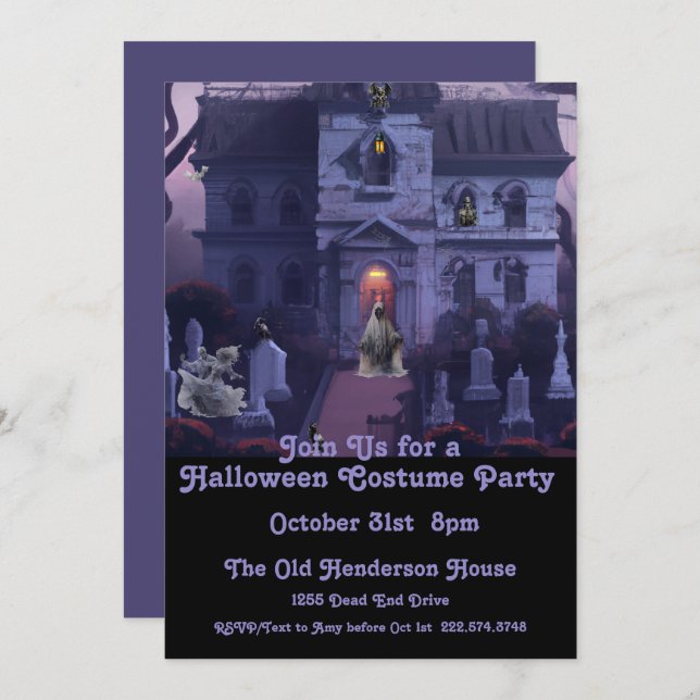 Halloween Costume Party, Haunted House             Invitation (Front/Back)