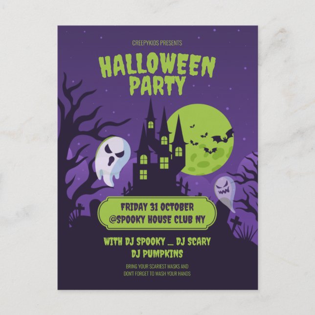 Halloween costume party Invitation Halloween Party Postcard (Front)