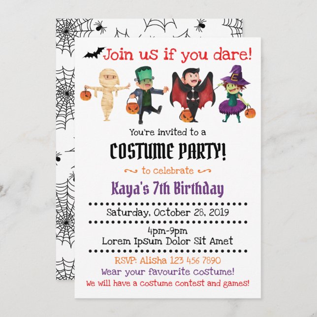 Halloween Costume Party Invitations (Front/Back)