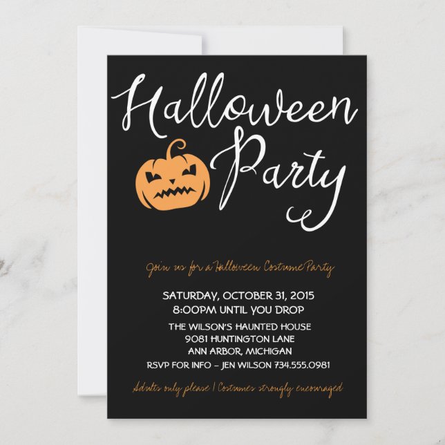 Halloween Costume Party, Kids or Adult Party Invitation (Front)
