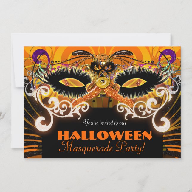 Halloween Costume Party Masquerade Mask Invitation (Front)