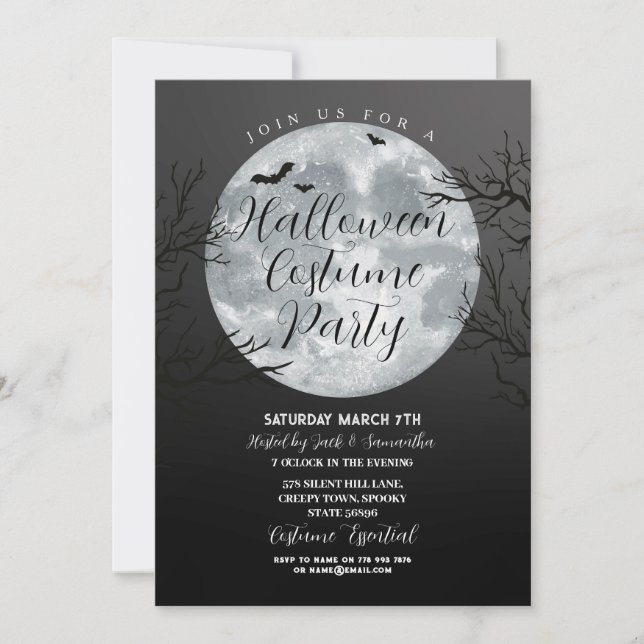 Halloween Costume Party Moon Creepy Invitation (Front)