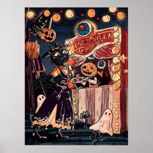 Halloween Costume Party on a Wonderful Night Scene Poster