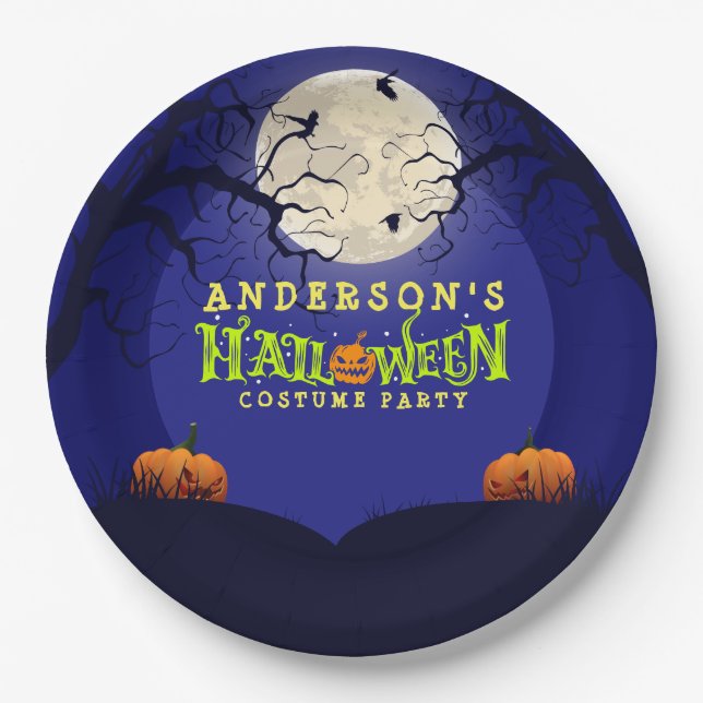 Halloween Costume Party Paper Plate (Front)