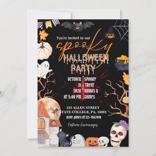 HALLOWEEN COSTUME PARTY/TRICK OR TREAT  INVITATION (Front)