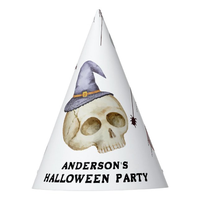 Halloween Costume Party Watercolor Party Hat (Front)