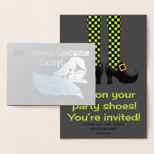 Halloween Costume Party   Witch Hat Foil Card