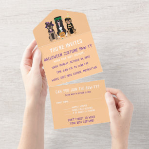 Halloween Costume Pawty Dogs All In One Invitation