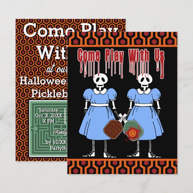 Halloween Costume Pickleball Party Horror Twins Invitation (Front/Back)