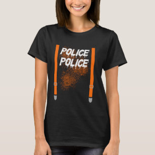 Halloween Costume Police Officer Blue Line Love Me T-Shirt