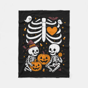 Halloween Costume Pregnant Woman Twins Pumpkin Rib Fleece Blanket