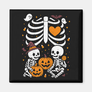 Halloween Costume Pregnant Woman Twins Pumpkin Rib Magnet