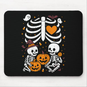 Halloween Costume Pregnant Woman Twins Pumpkin Rib Mouse Mat