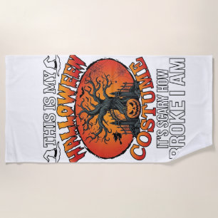 Halloween Costume Scary Broke Pumpkin Spooky Tree Beach Towel