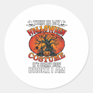 Halloween Costume Scary Broke Pumpkin Spooky Tree Classic Round Sticker