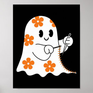 Halloween Costume Sewing Ghost Boo Funny Sewing Lo Poster
