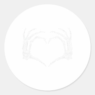 Halloween Costume Skeleton Hands Heart Sign Mens W Classic Round Sticker