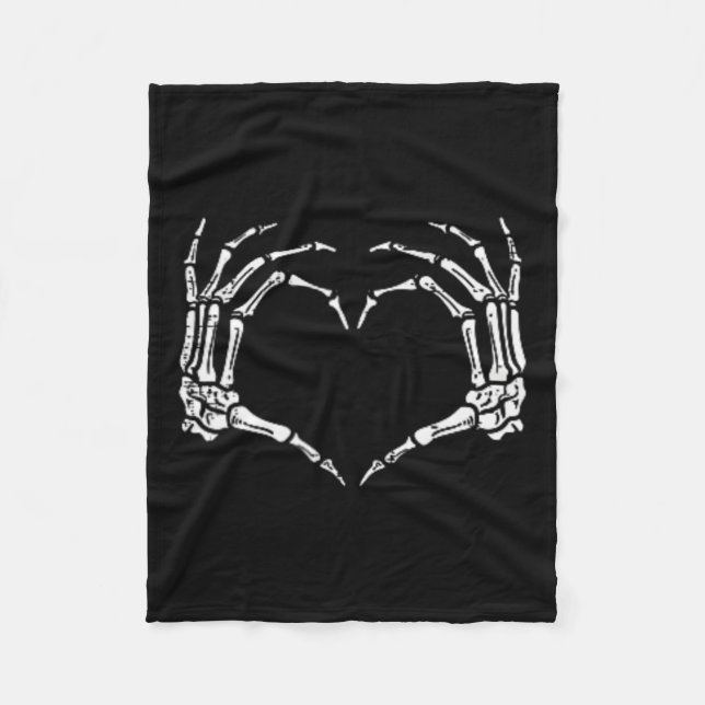 Halloween Costume Skeleton Hands Heart Sign Mens W Fleece Blanket (Front)