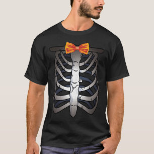 Halloween Costume Skulls Bow Tie Skeleton Xray Rib T-Shirt