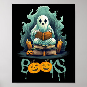 Halloween Costume Spooky Books Funny Ghost Lover H Poster